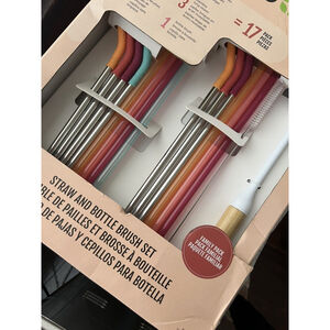 Ello Straw and Bottle Brush Set Family Pack, 17 Pieces